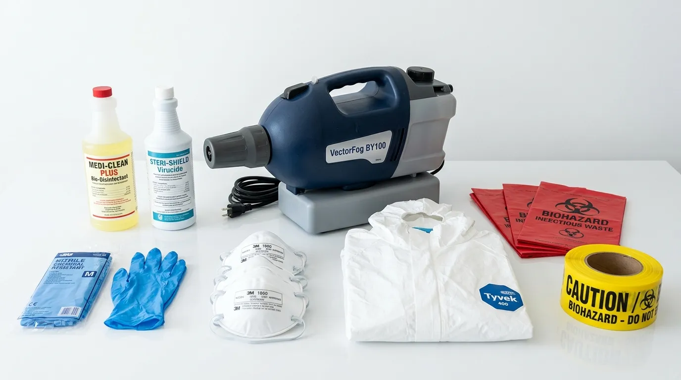 Professional biohazard remediation crew working in Macon